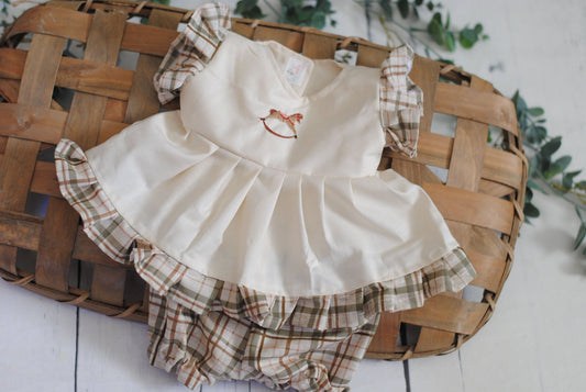 Newborn Rocking Horse Boy/Girl Dress, and Overalls