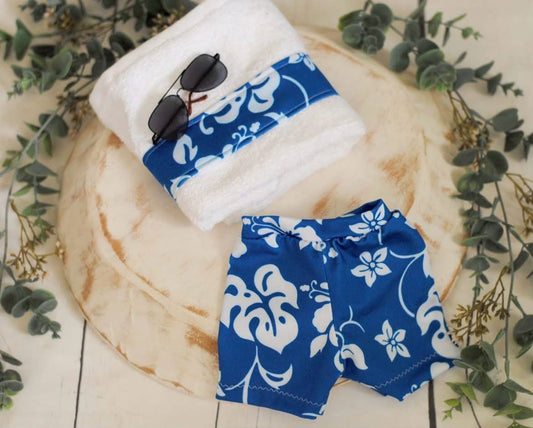 Tropical Trunks, bikini, and towels