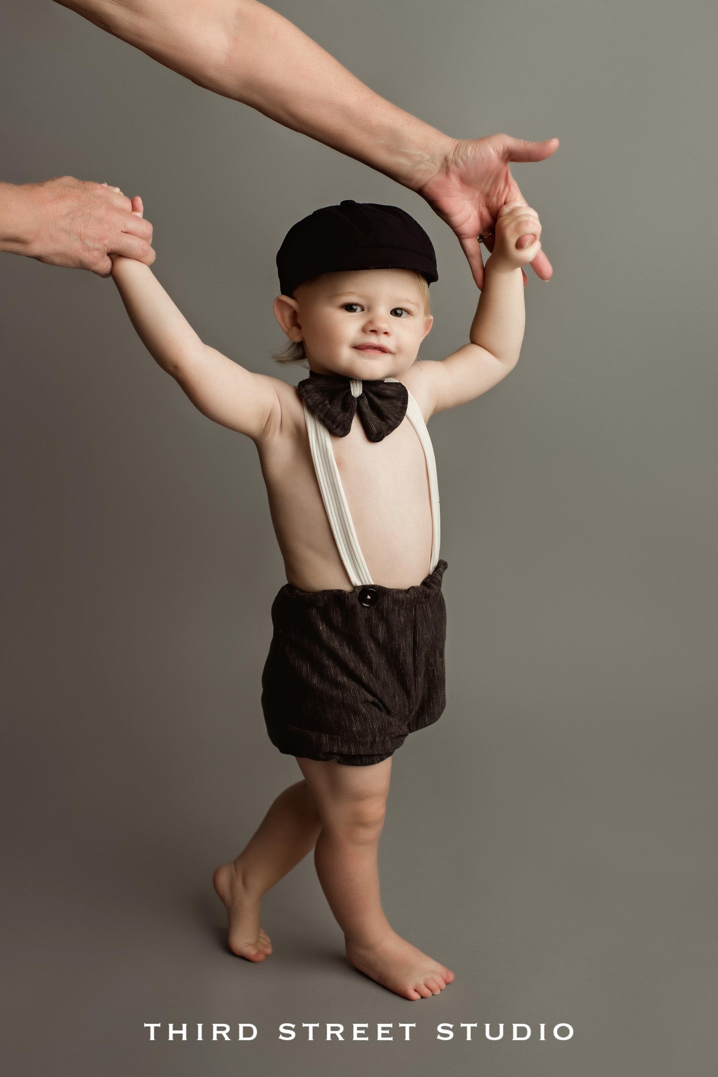 6-12 Month Short Suspenders with Bow-Tie