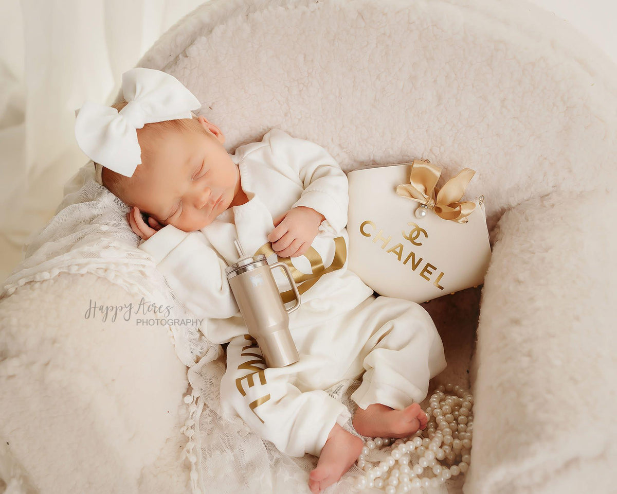 Newborn | Black or Cream jogger and purse, Photo Prop