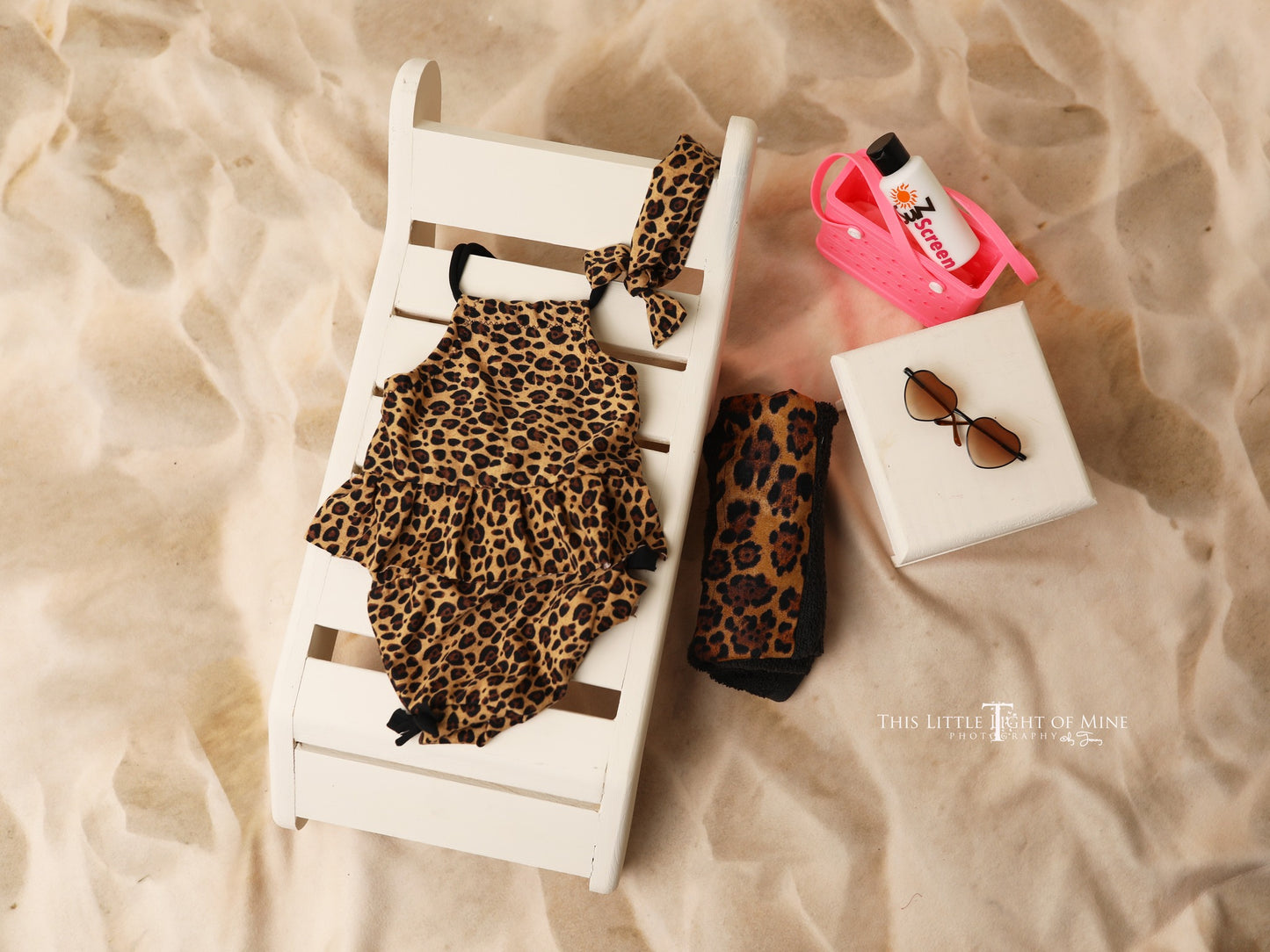 Newborn Cheetah Bikini, Headband, and Matching Towel, Photo Prop.