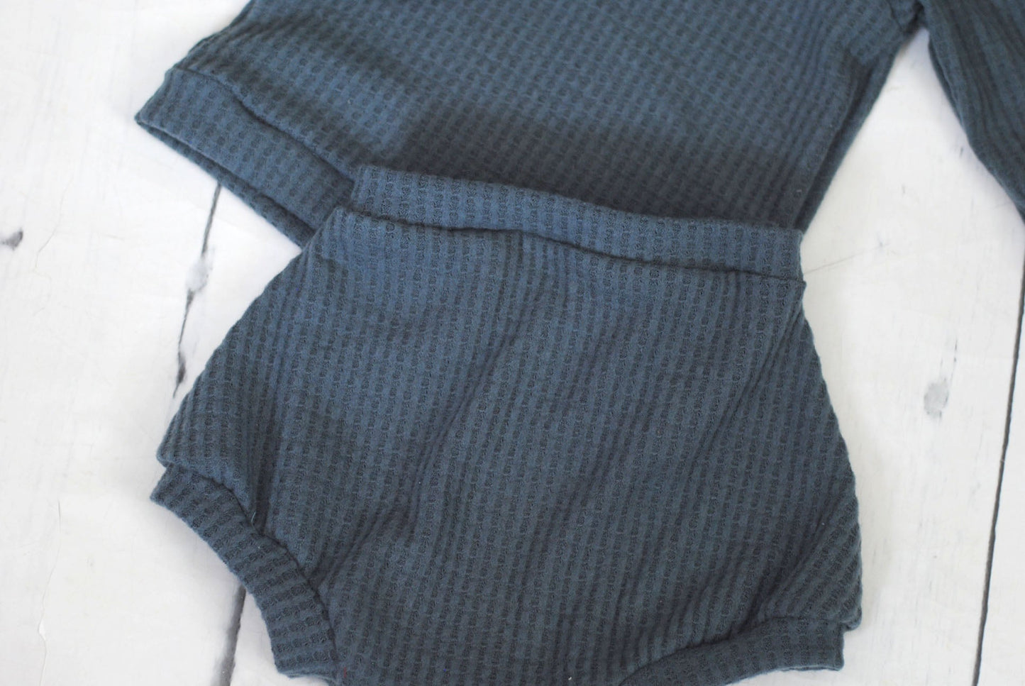 Sitter 2 pc outfit, gender neutral, waffle knit, photo prop.