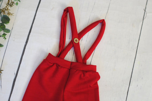 Red Suspender Pants. Newborn Photo Prop, Valentines, Boy, First Photo, New Baby Gift