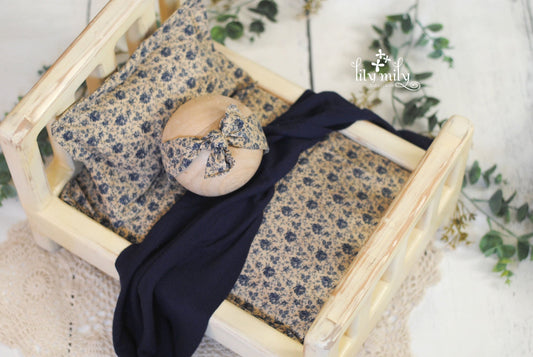 Newborn bed linens | Newborn Photo Prop, Vintage, Shabby Chic, Fitted Sheet, Pillowcase, Knotted Headband
