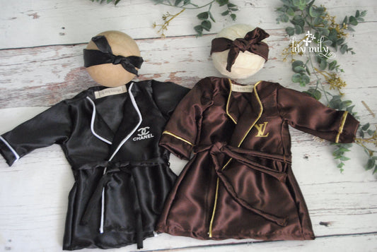 Newborn Satin Loungewear Robes with Knotted Bows