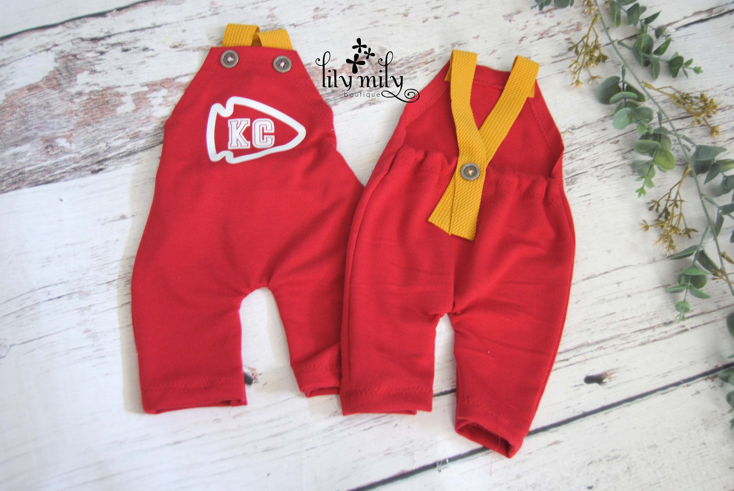 Chiefs overalls and kC football babe, Newborn size