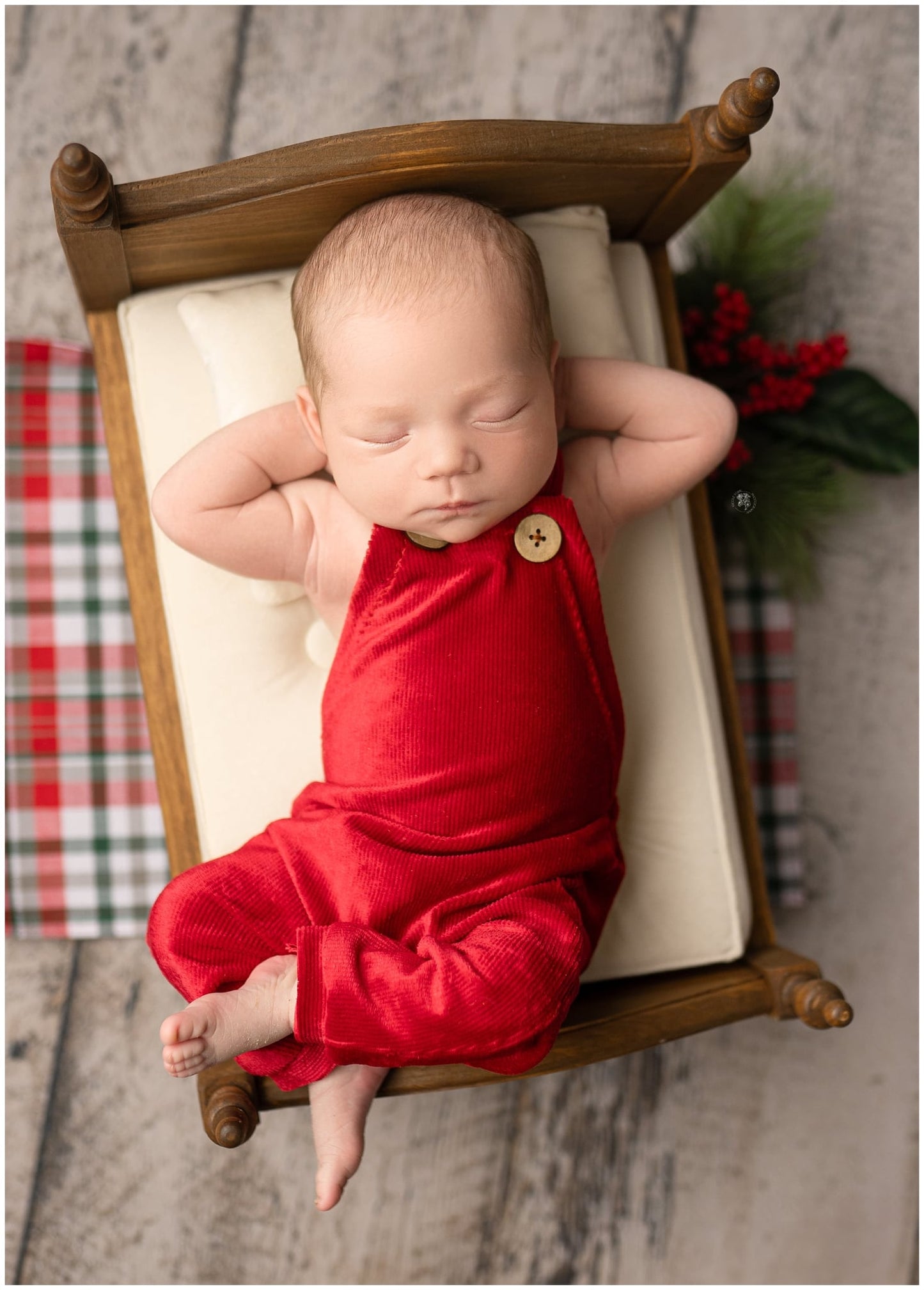 Red stretch corduroy overalls