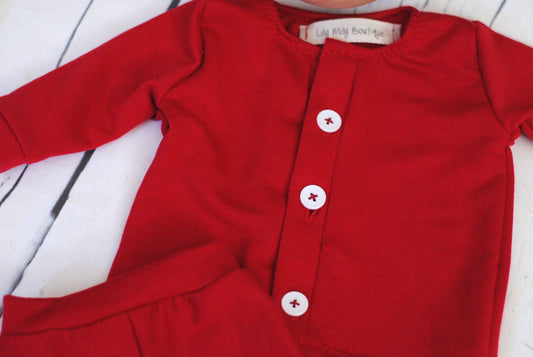 Valentines Red Pajamas, Boy-Girl, Photo Prop, Bed Linens.