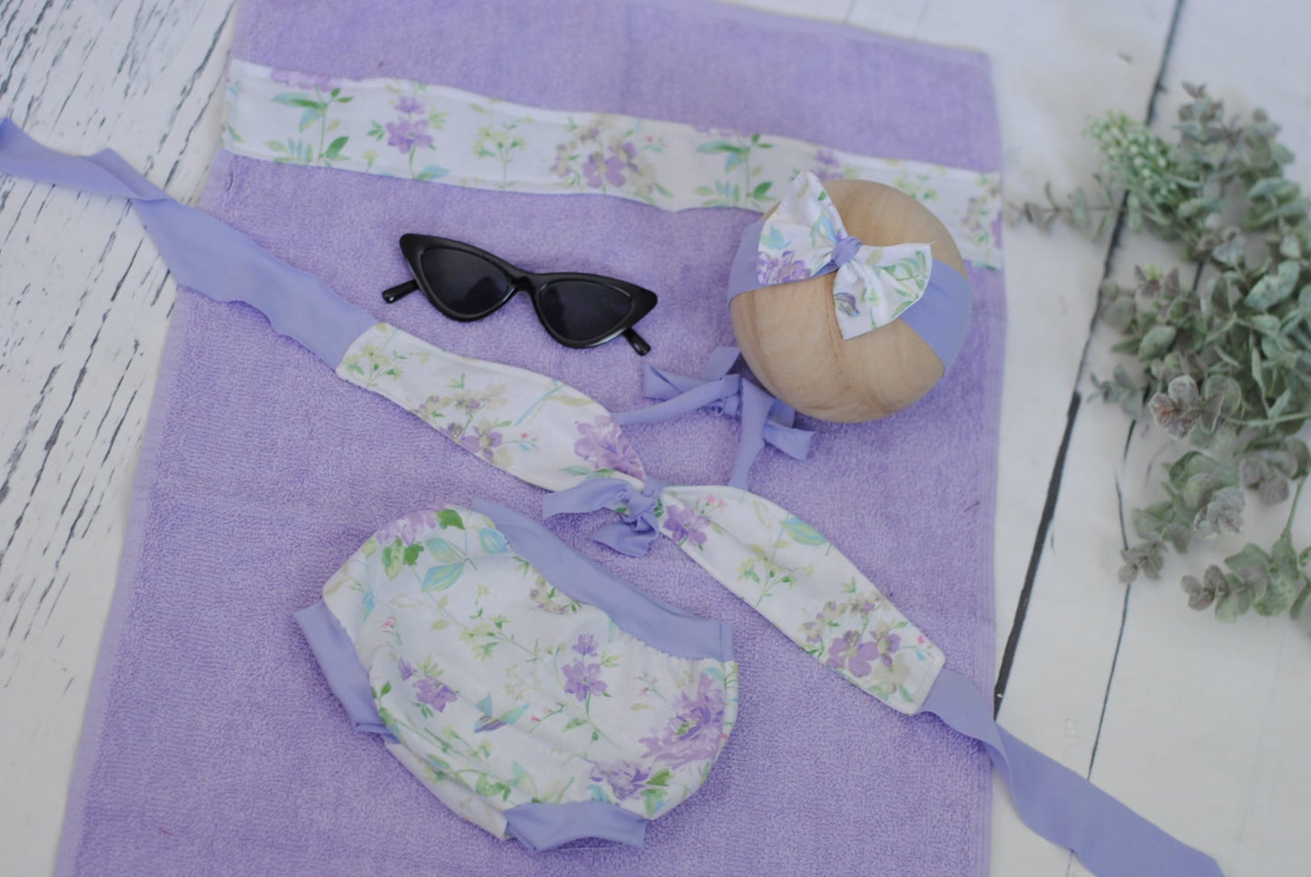 Bikini Newborn Set, purple floral