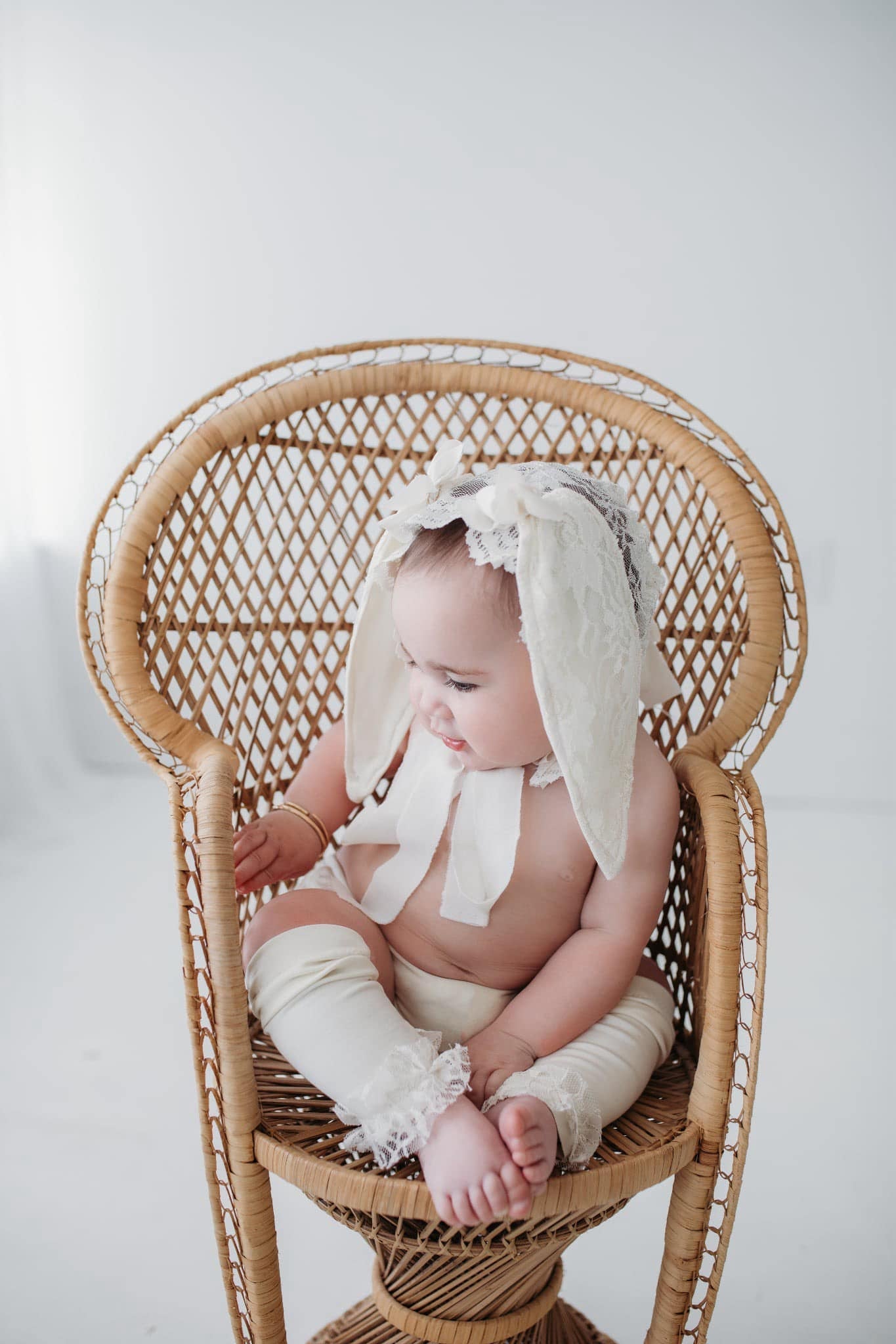 lace bunny bonnet, 6-12 month Easter prop