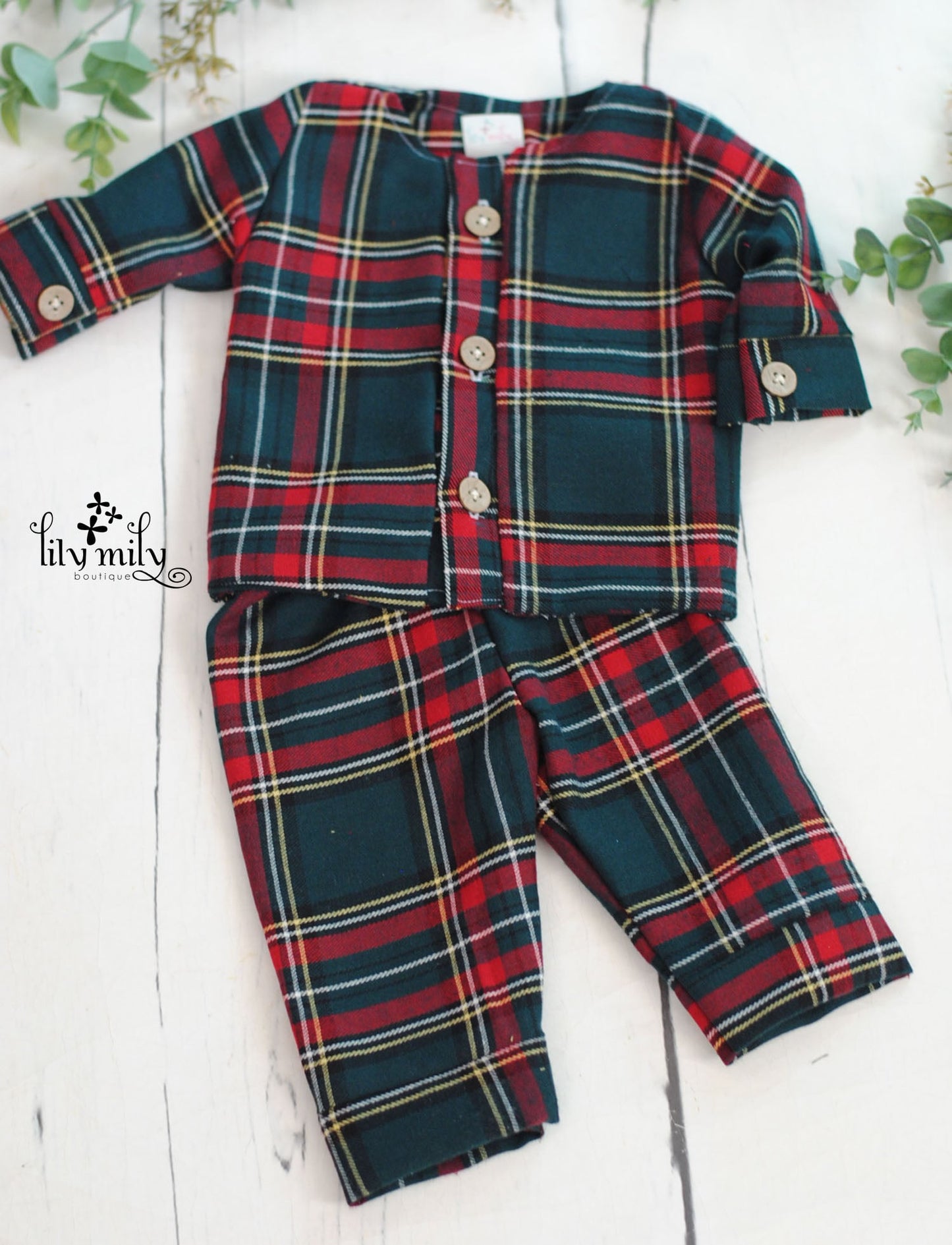 Plaid Pjs, Newborn, Christmas Pajamas, Photo Prop, Baby Boy/Girl.
