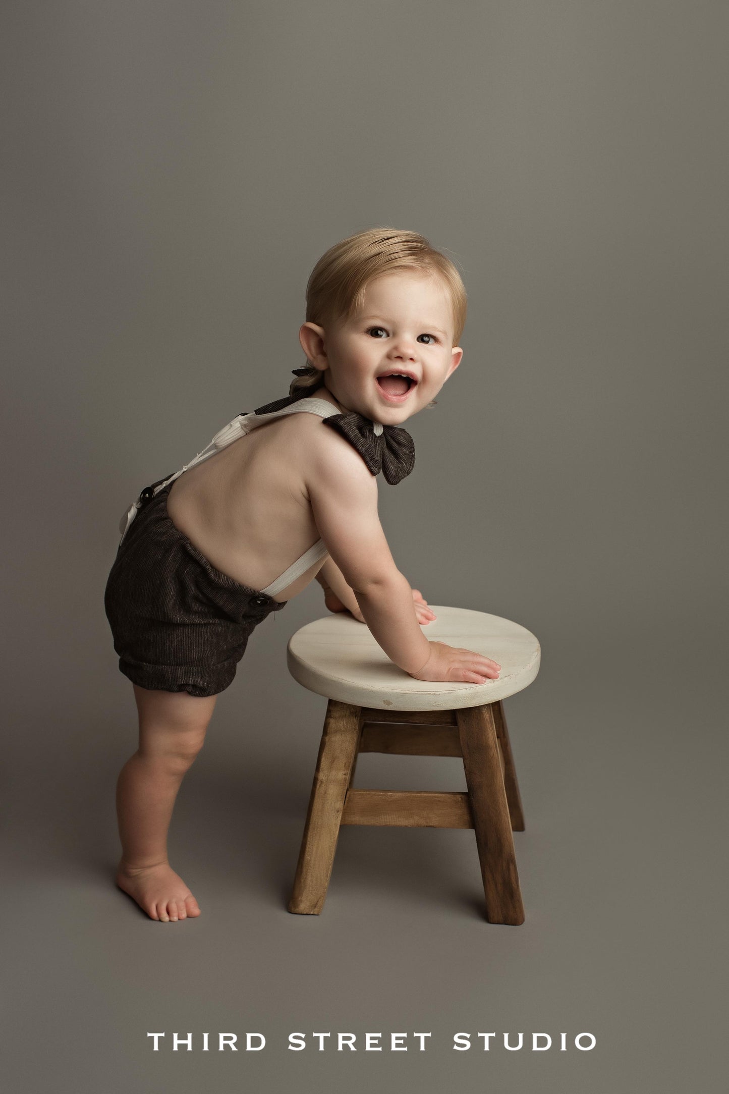 6-12 Month Short Suspenders with Bow-Tie