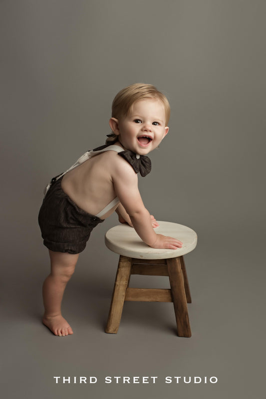 6-12 Month Short Suspenders with Bow-Tie
