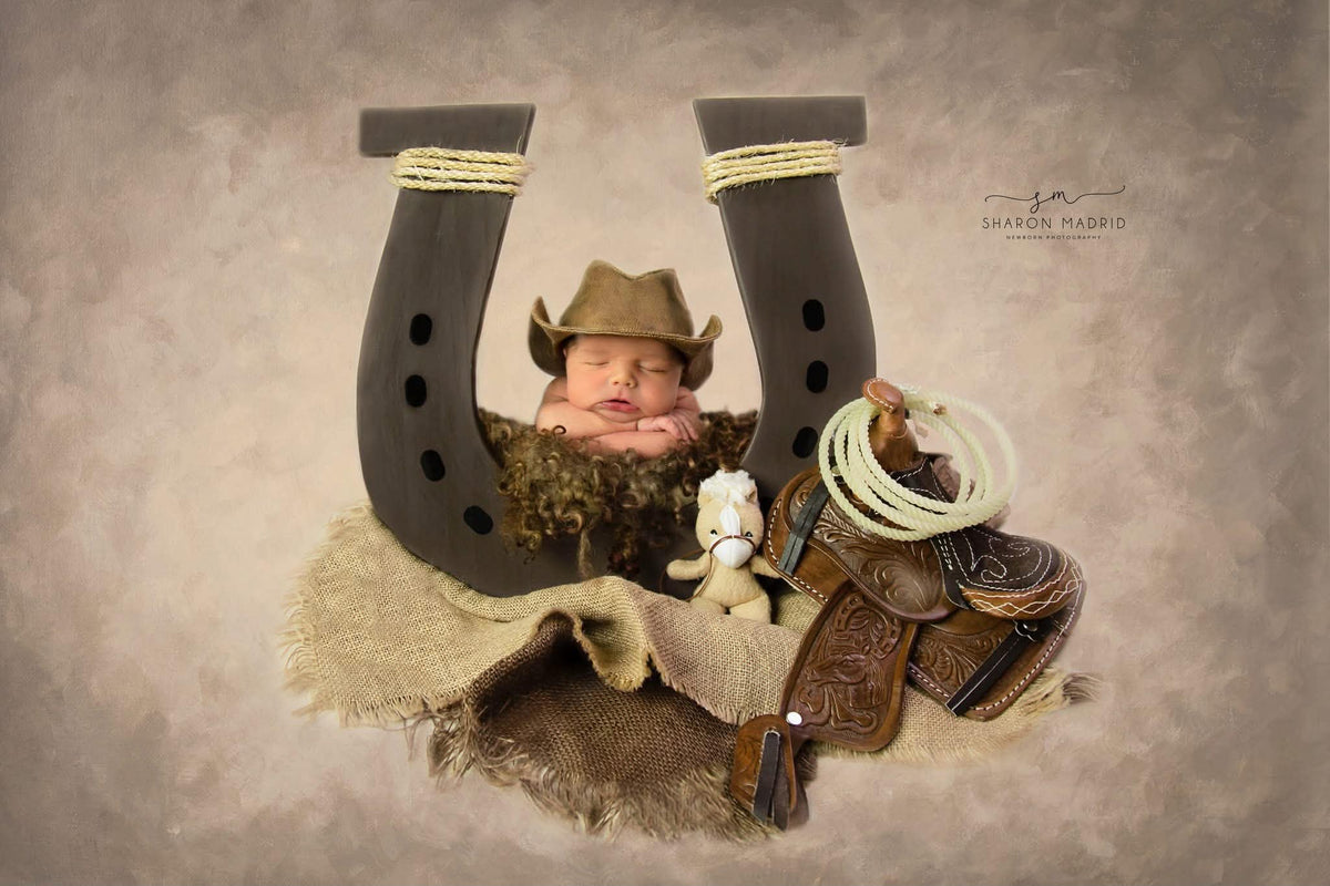 Wooden horse shoe stand, handmade photo prop