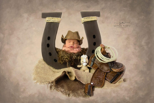 Wooden horse shoe stand, handmade photo prop