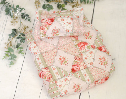 Granny Quilt, Newborn Sheet Set, Photo Prop, Vintage Shabby Chic