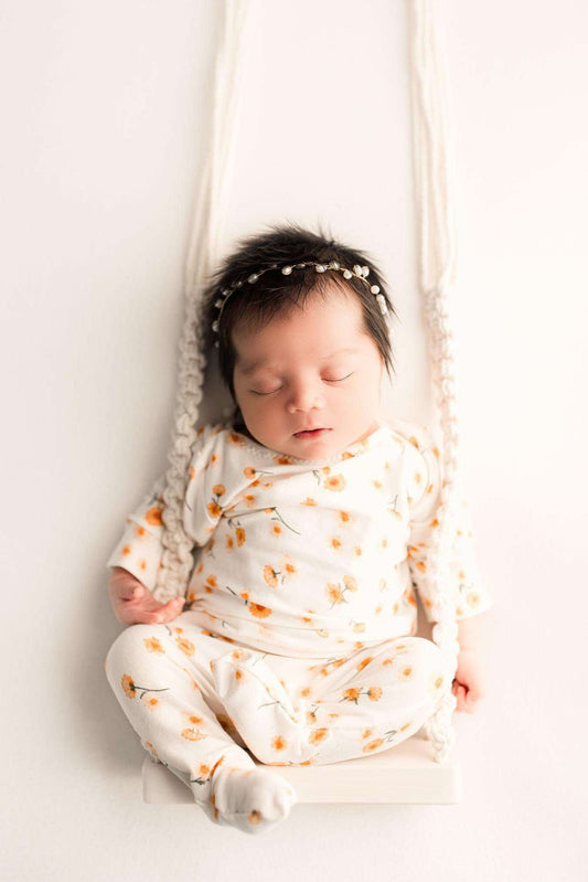 Tossed Daiseys Footed Romper