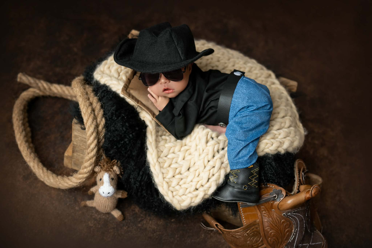 Newborn Cowboy, Dutton Ranch, Rip Outfit, Cowboy Hat, Photo Prop