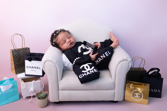Newborn | Black or Cream jogger and purse, Photo Prop