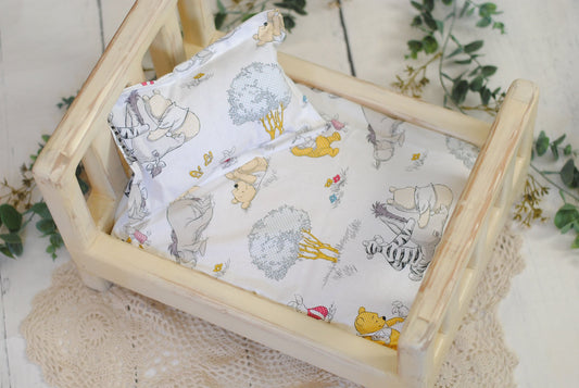 Newborn Winnie The Pooh | Bed Linens, Fitted Sheet and Pillowcase, Newborn Photo Prop.