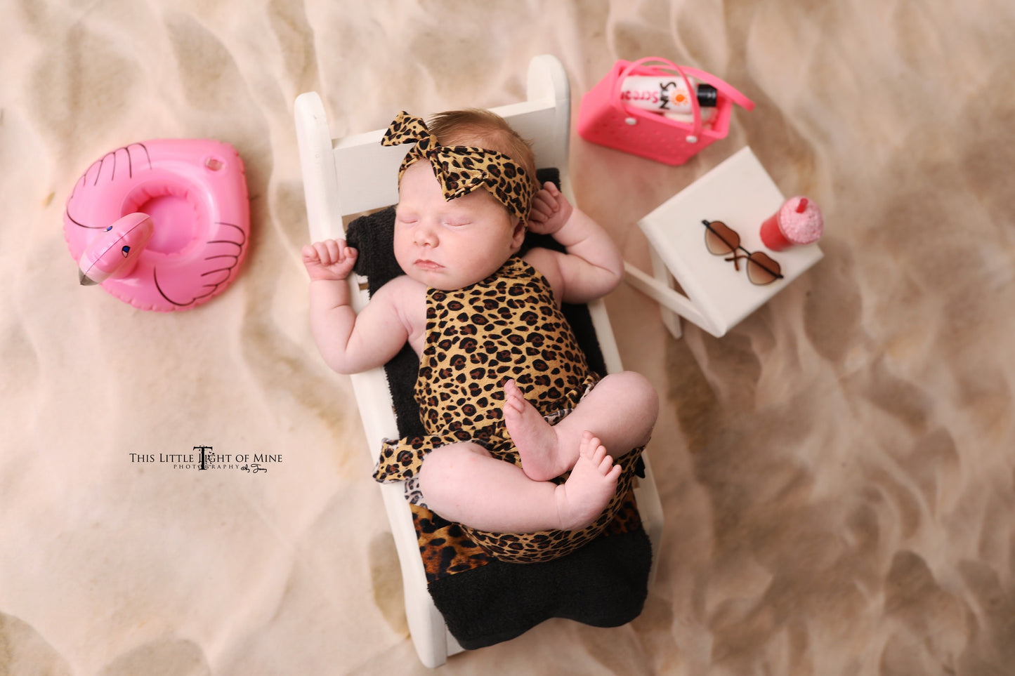 Newborn Cheetah Bikini, Headband, and Matching Towel, Photo Prop.