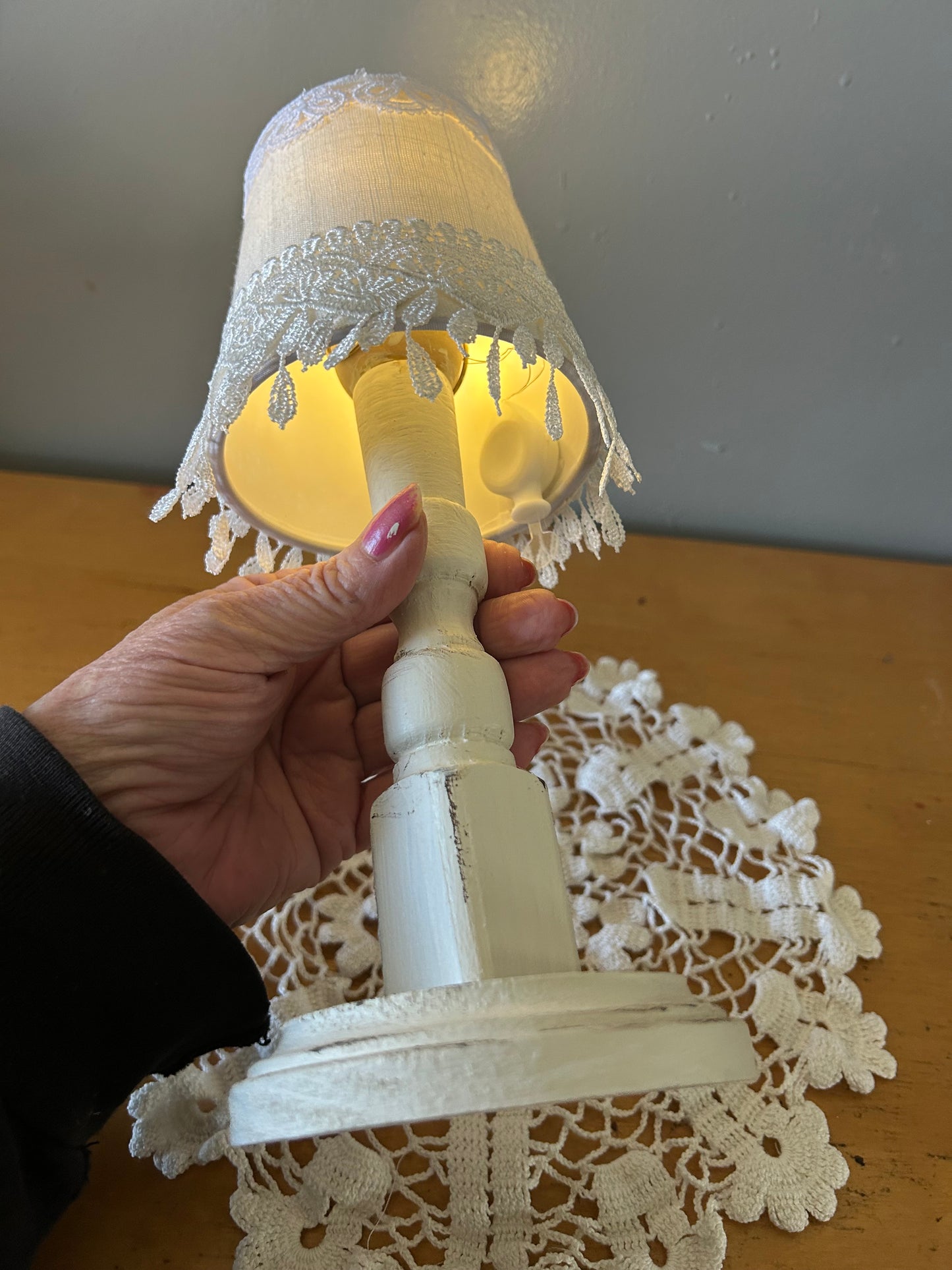 Tiny Handmade Wooden Lamp | Photo Prop