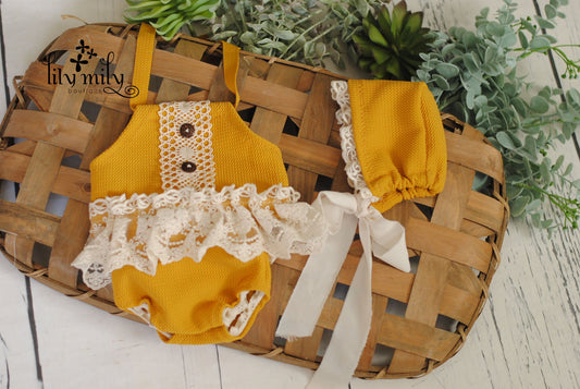 Newborn Boho Dress & Bonnet, Newborn Photo Prop