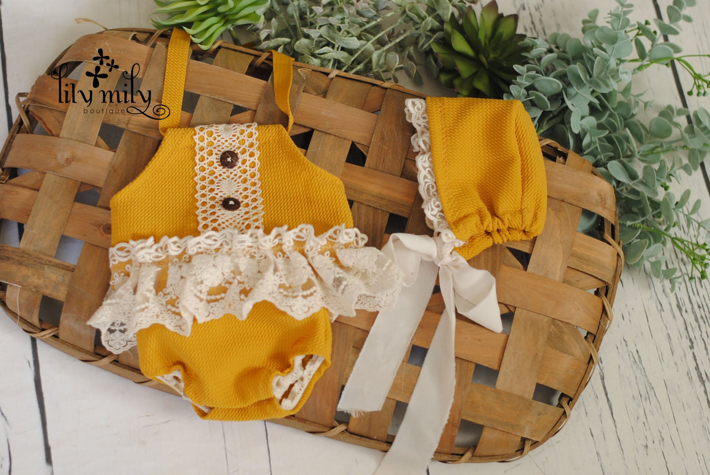 Newborn Boho Dress & Bonnet, Newborn Photo Prop