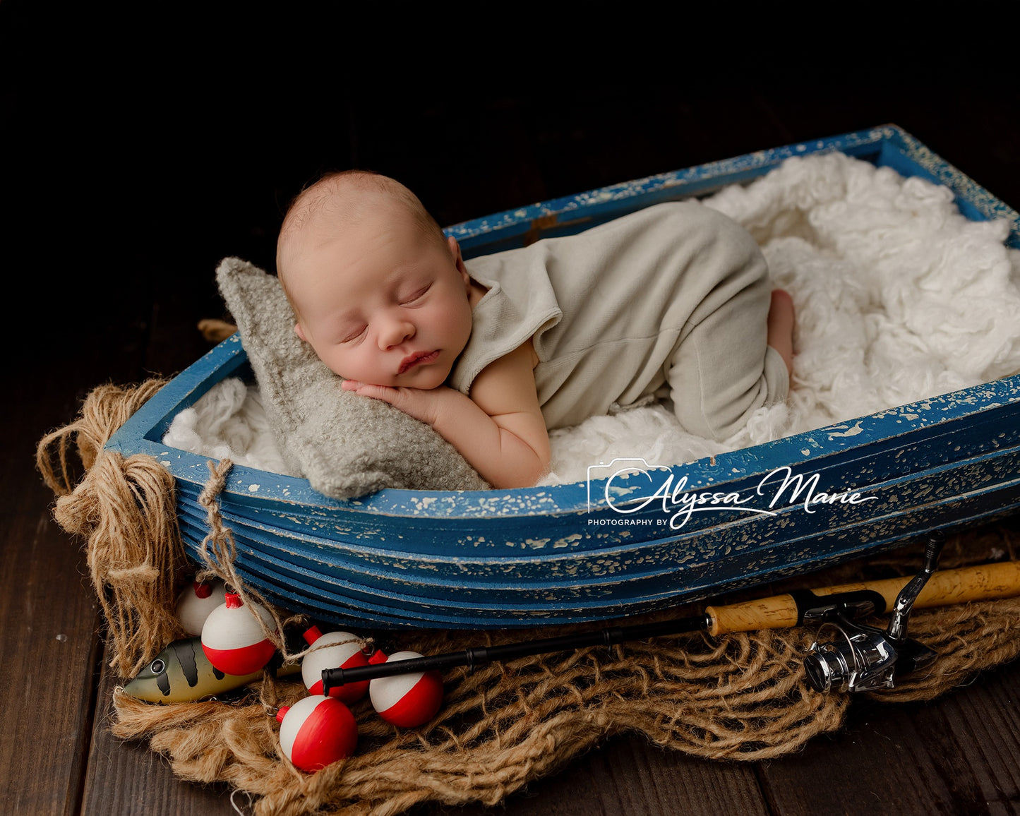 Newborn Fisherman | Photo Prop, fishing pole, vest and pants.