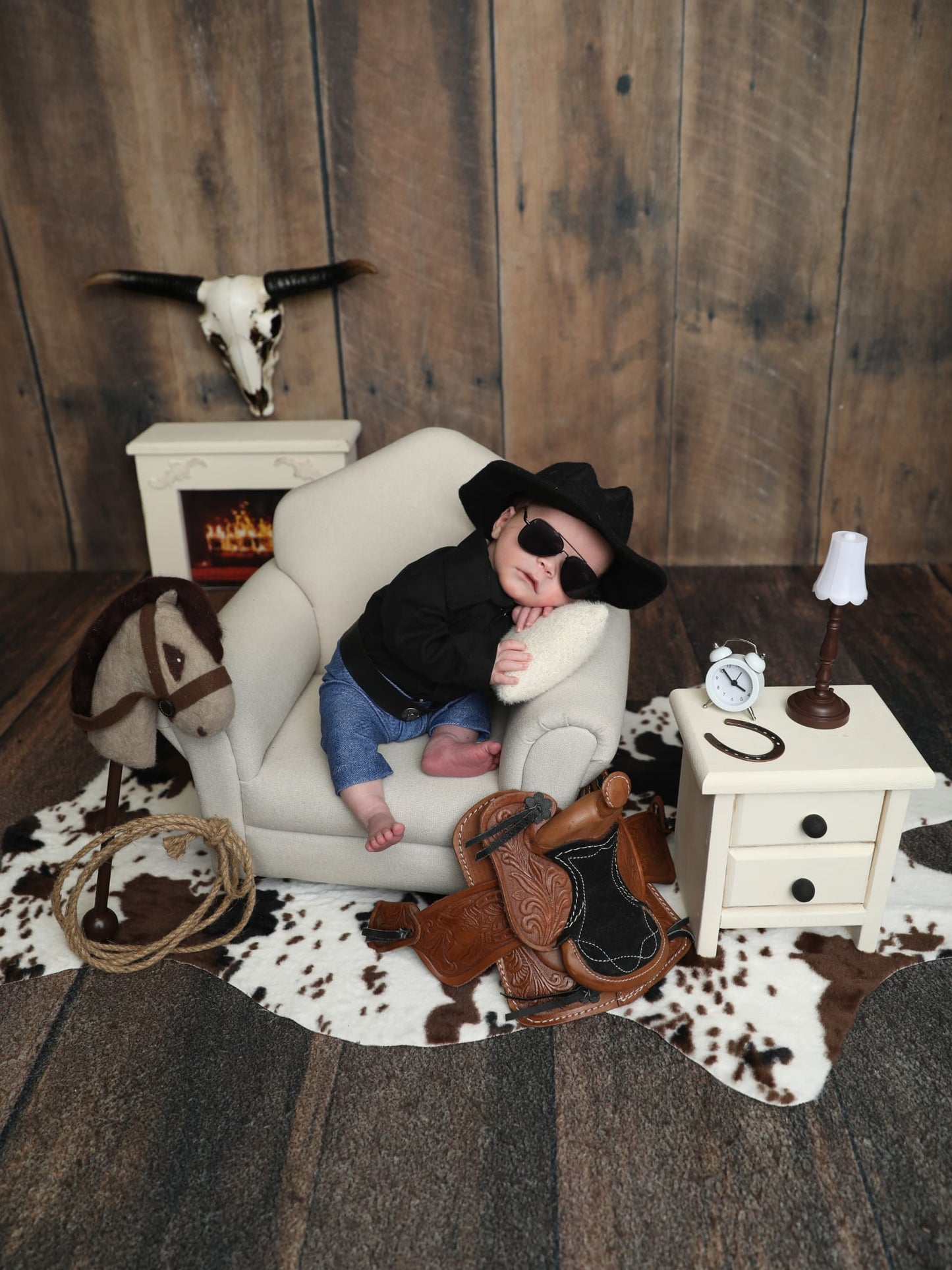Newborn Cowboy, Dutton Ranch, Rip Outfit, Cowboy Hat, Photo Prop