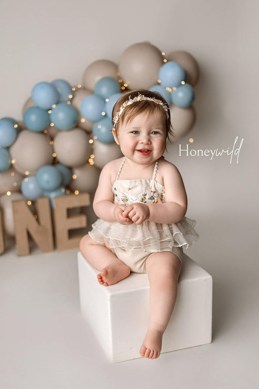 Silly Goose on the loose, newborn embroidery dress set with party hat to match