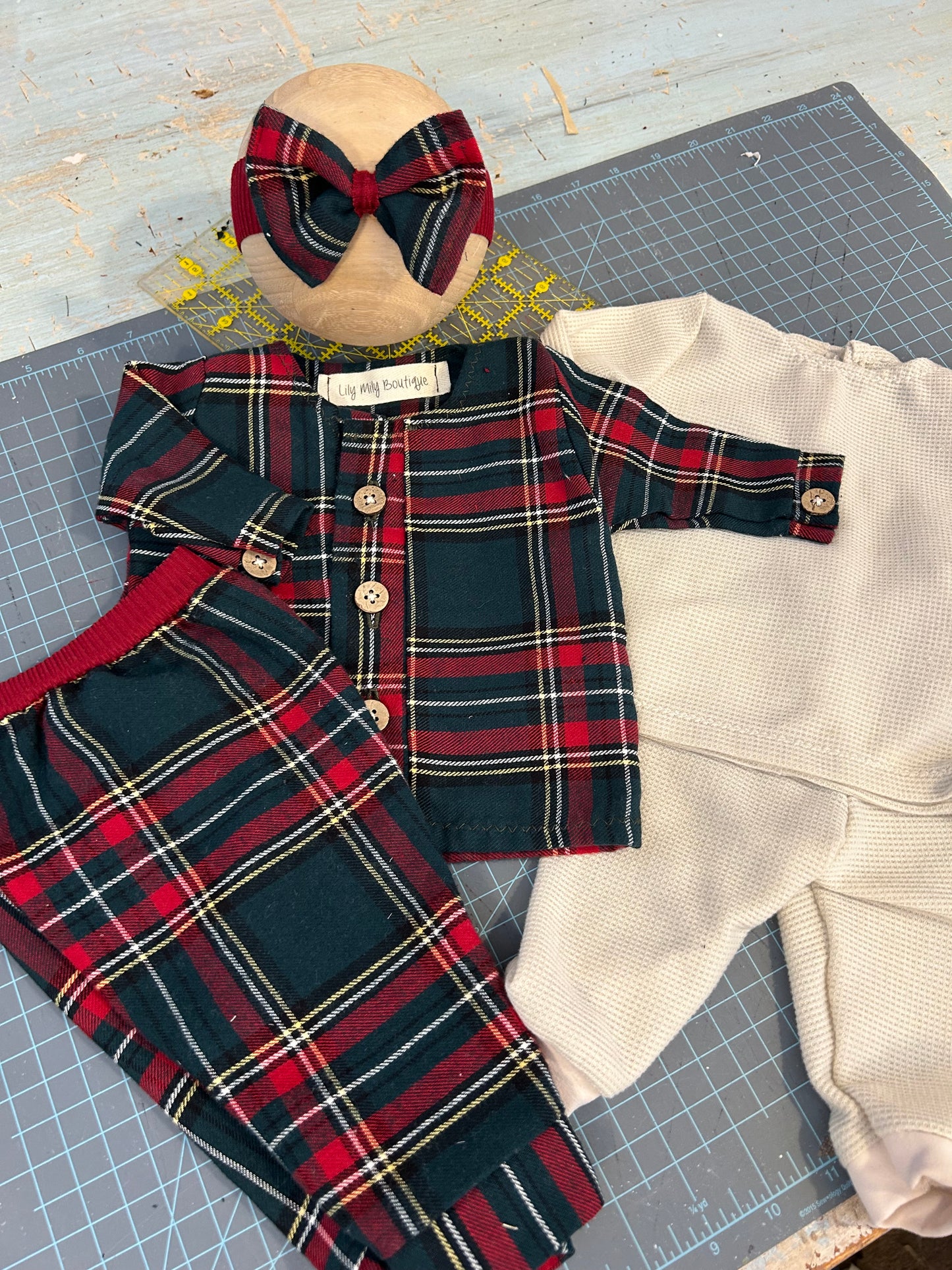 Plaid Pjs, Newborn, Christmas Pajamas, Photo Prop, Baby Boy/Girl.