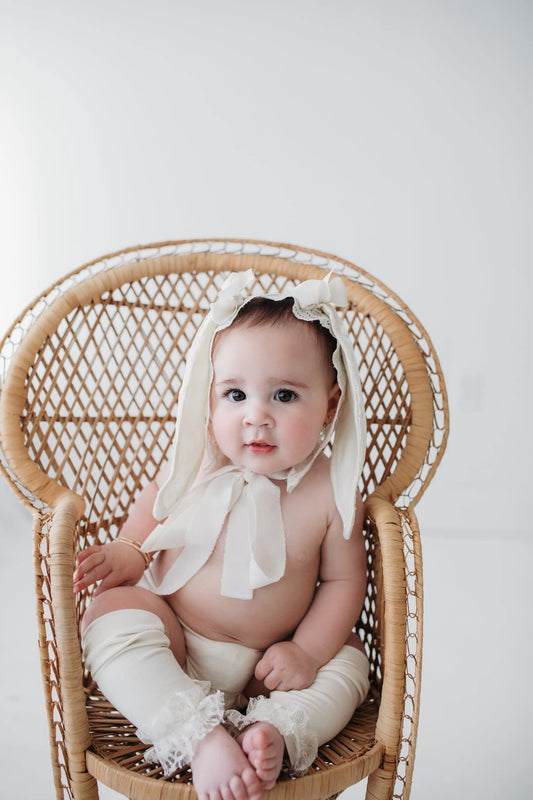 lace bunny bonnet, 6-12 month Easter prop