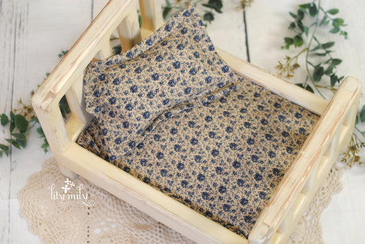 Newborn bed linens | Newborn Photo Prop, Vintage, Shabby Chic, Fitted Sheet, Pillowcase, Knotted Headband