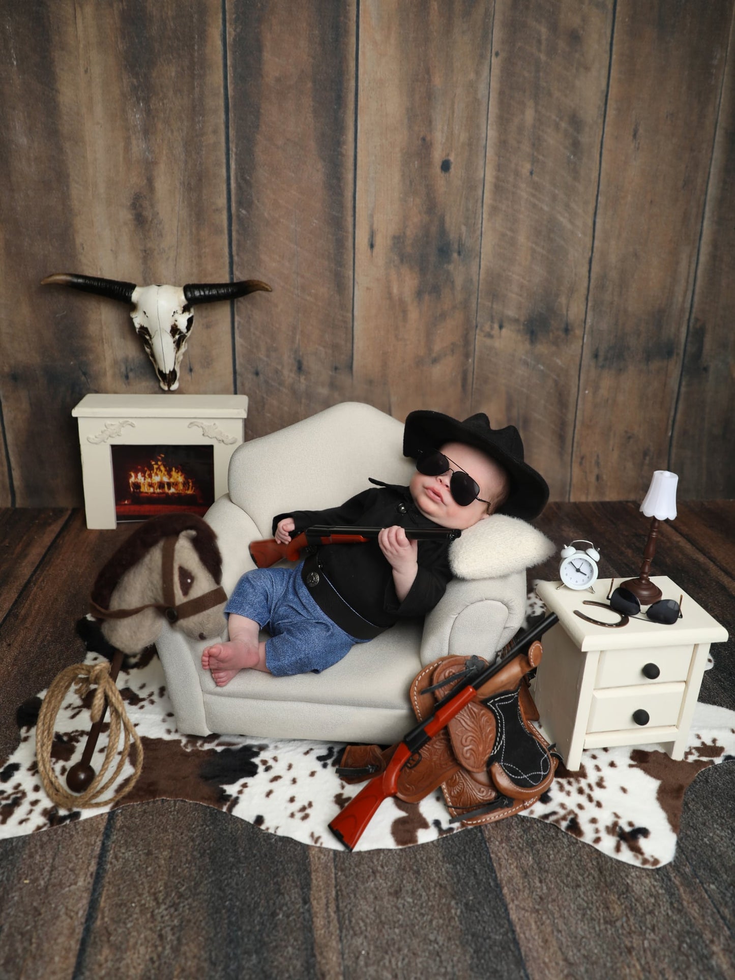 Newborn Cowboy, Dutton Ranch, Rip Outfit, Cowboy Hat, Photo Prop