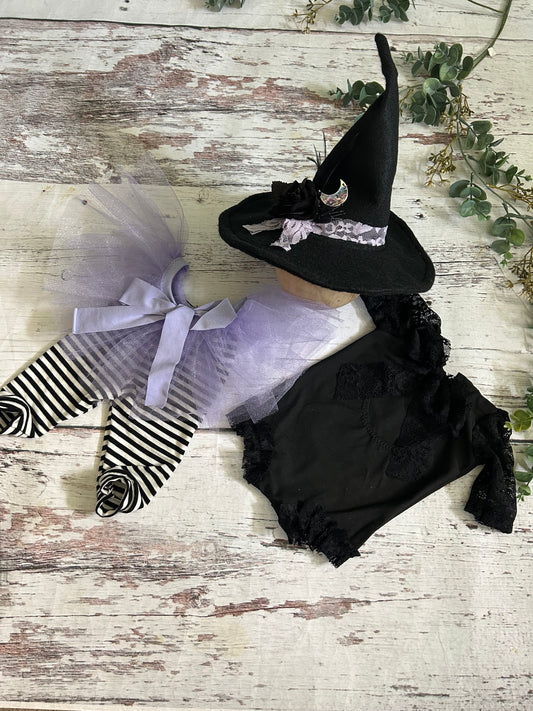 Newborn Witch, Halloween Props, Hat and outfit