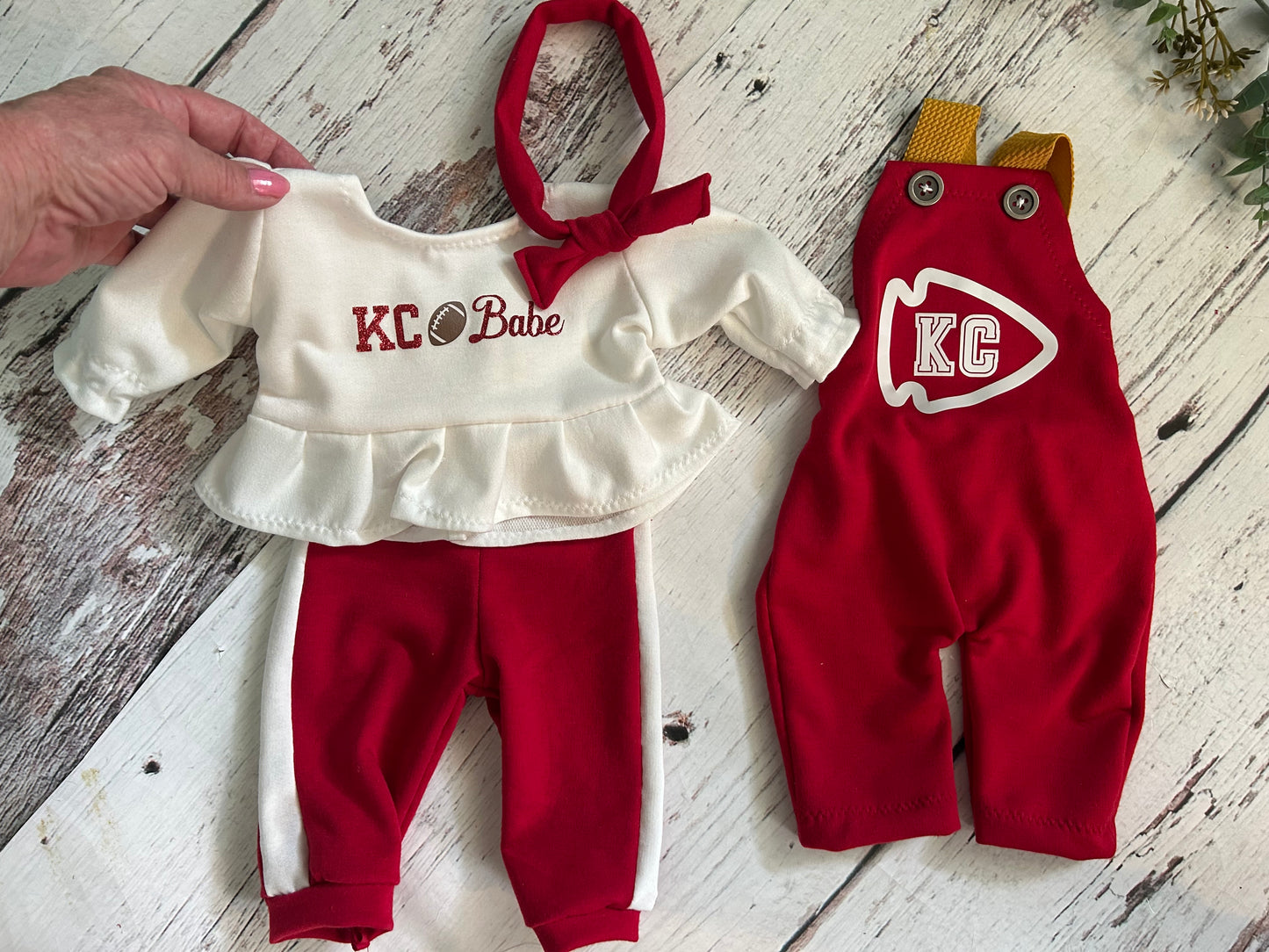 Chiefs overalls and kC football babe, Newborn size