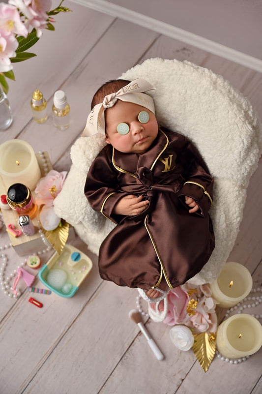 Newborn Satin Loungewear Robes with Knotted Bows
