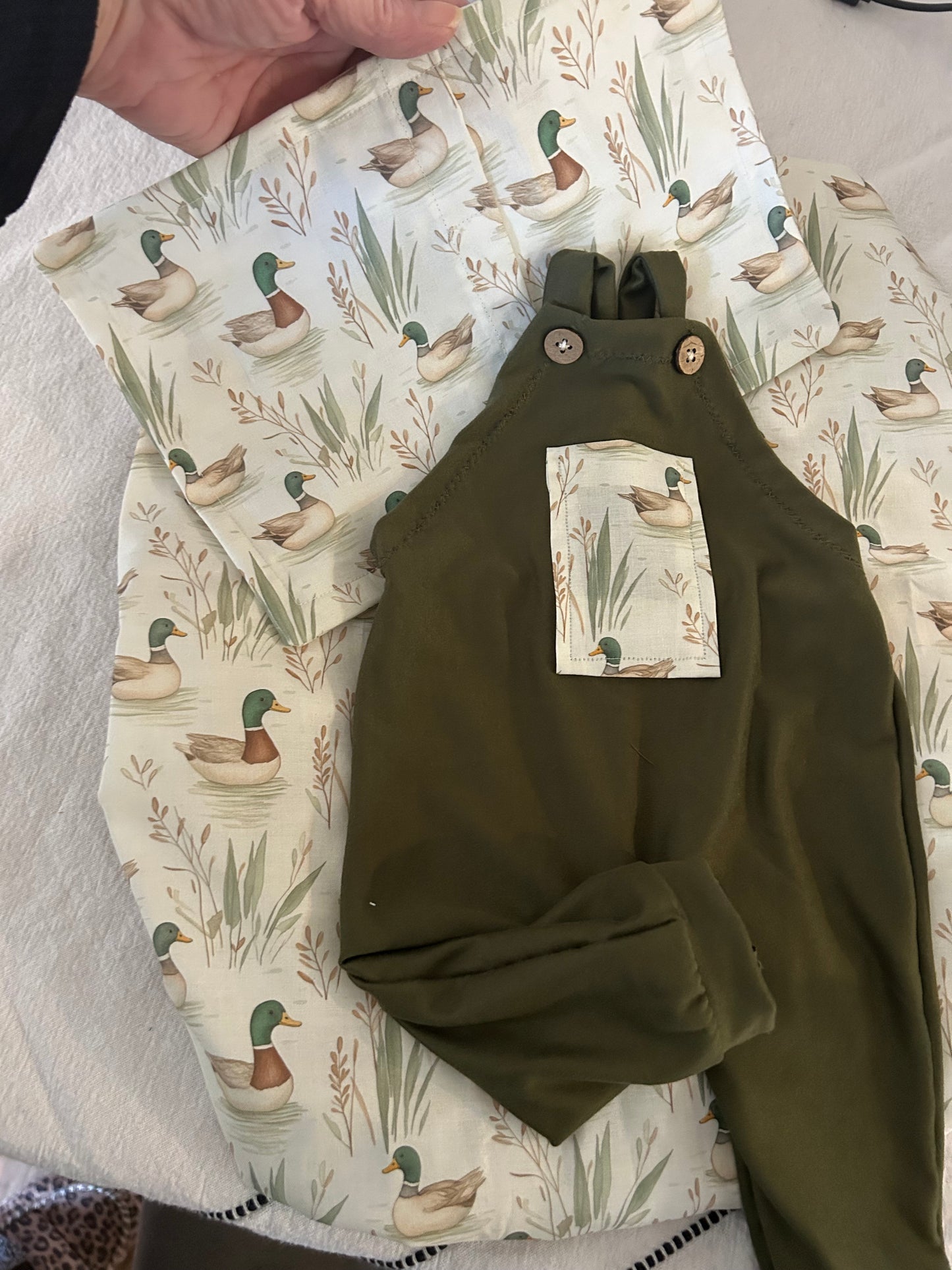 Mallard Duck Fitted Sheet, Pillowcase, Newborn Overalls, Photography Prop, Bed Linens