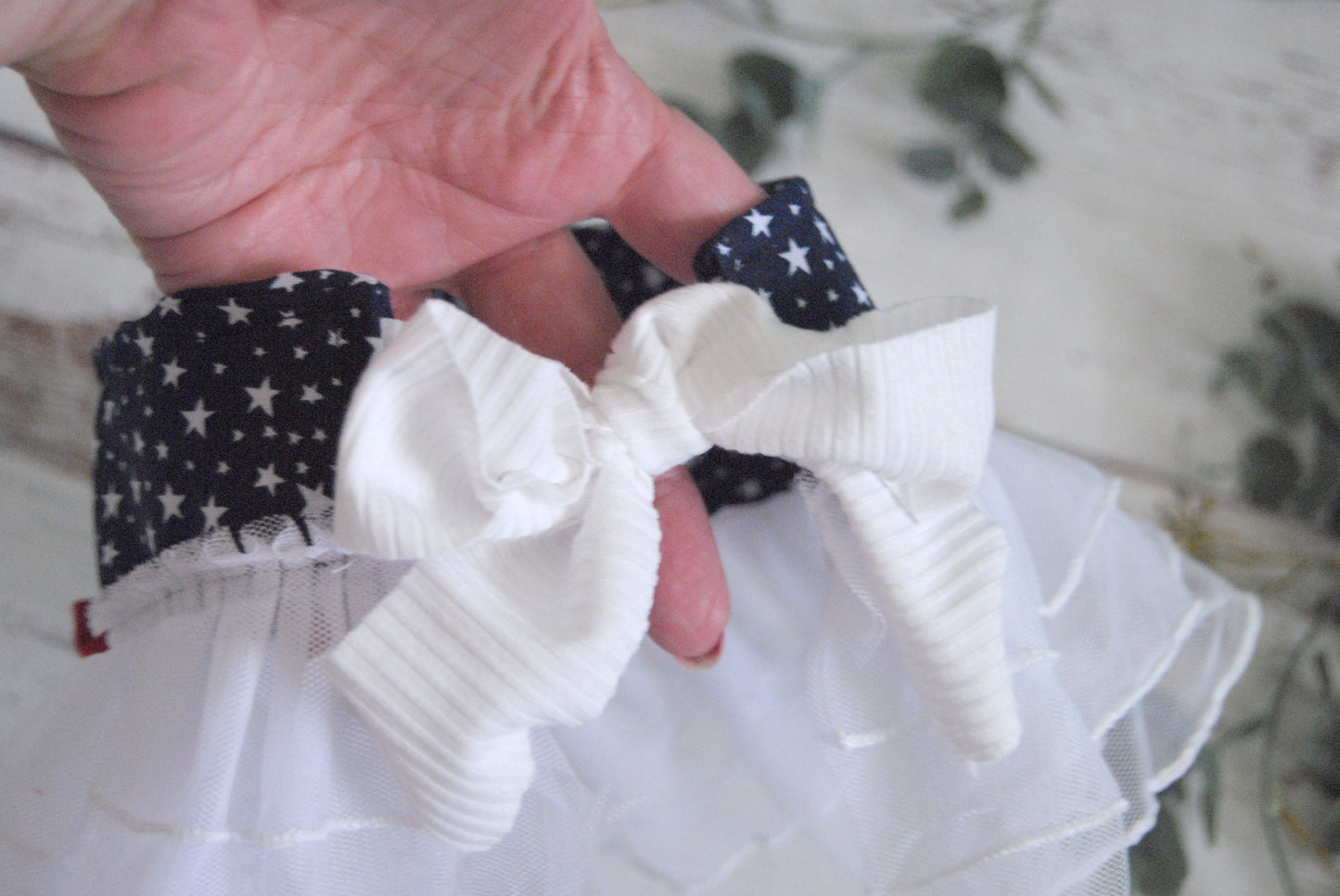 Newborn /  6-12 Month 4th of July Star Ruffled Dress.