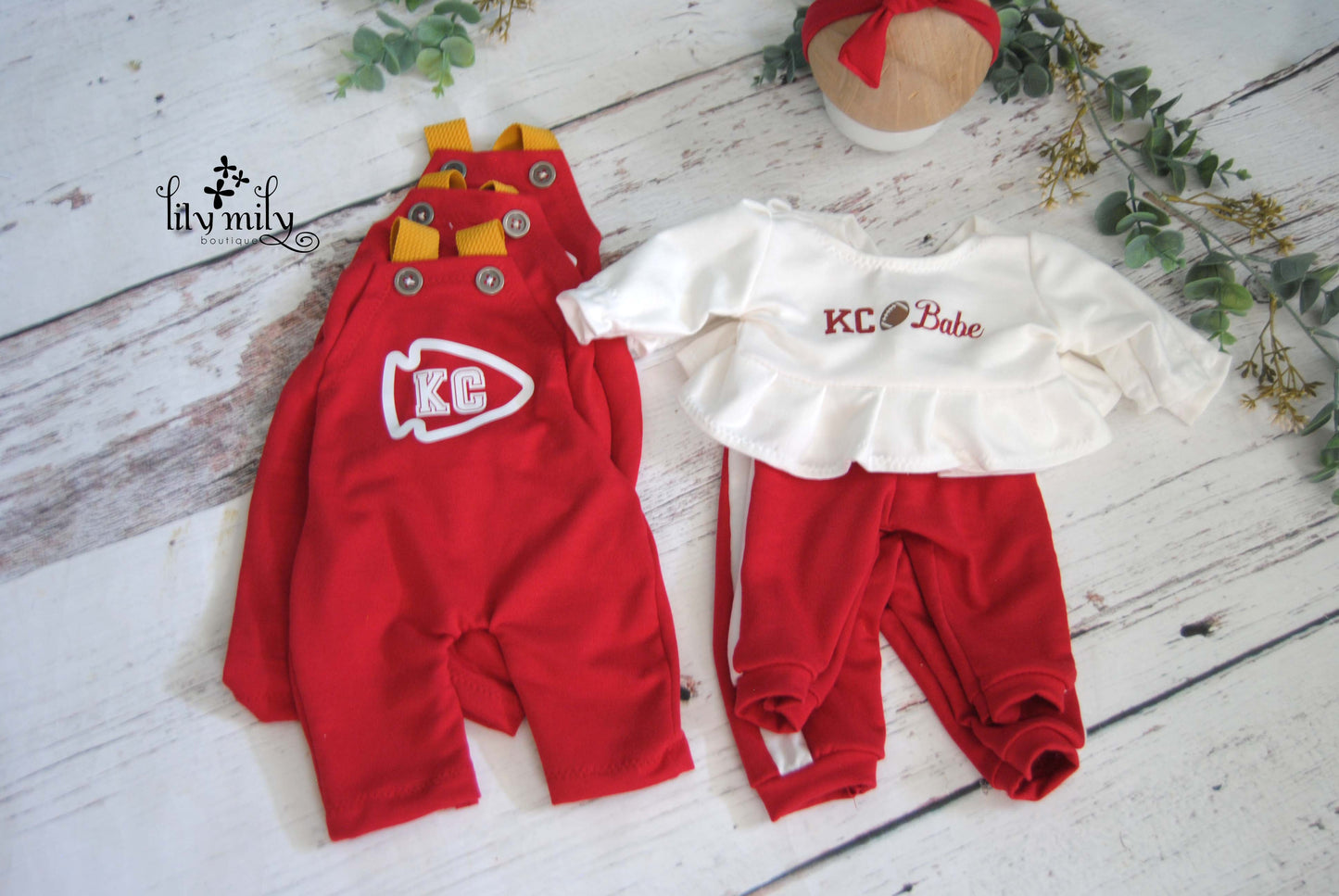 Chiefs overalls and kC football babe, Newborn size