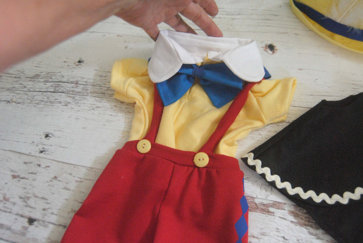Wooden Puppet Boy Newborn Costume – Storybook Character Outfit with Vest & Hat