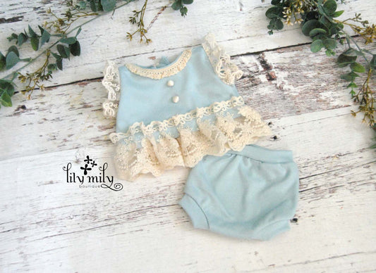 Newborn Baby Blue Set, Top and bottoms
