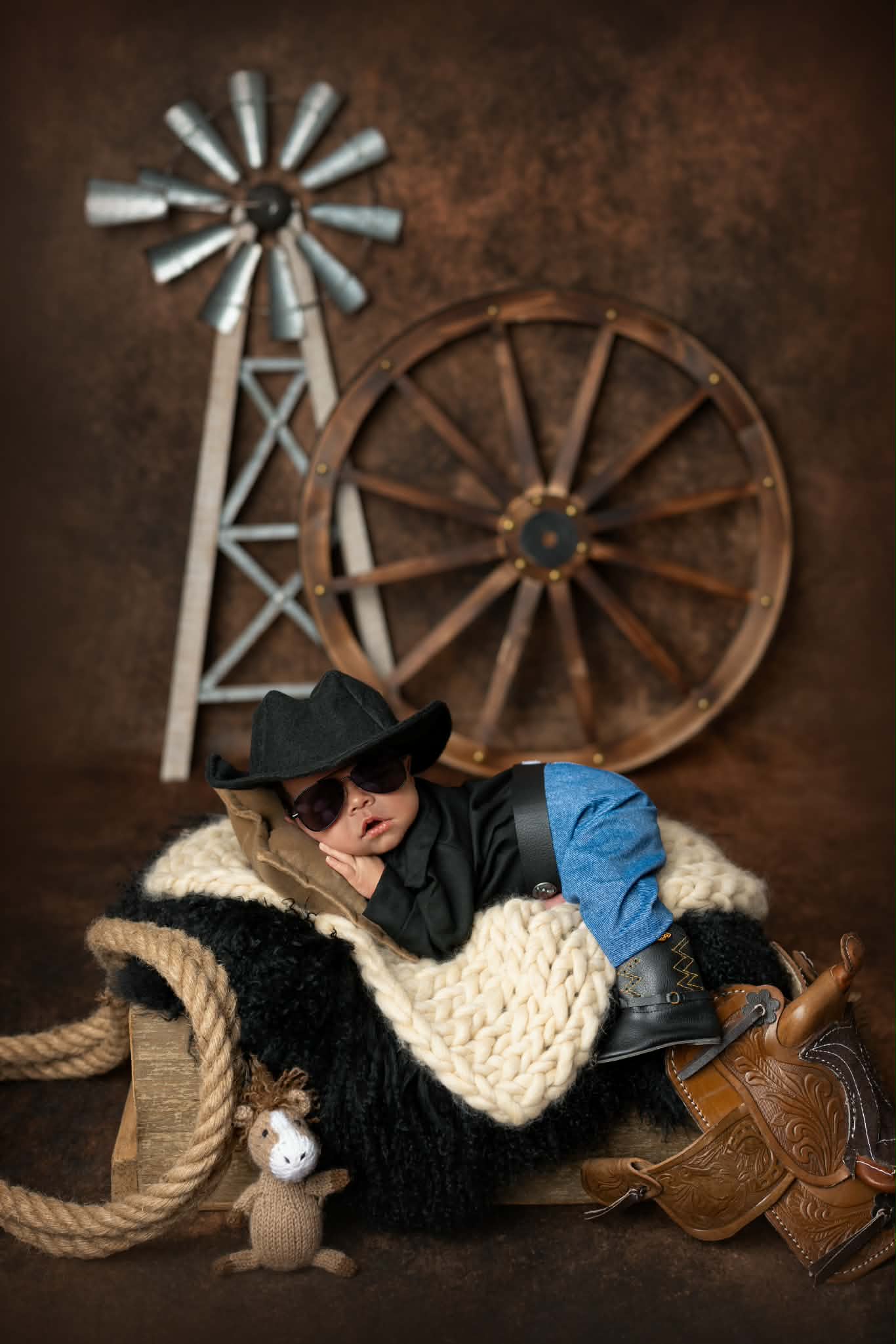 Newborn Cowboy, Dutton Ranch, Rip Outfit, Cowboy Hat, Photo Prop