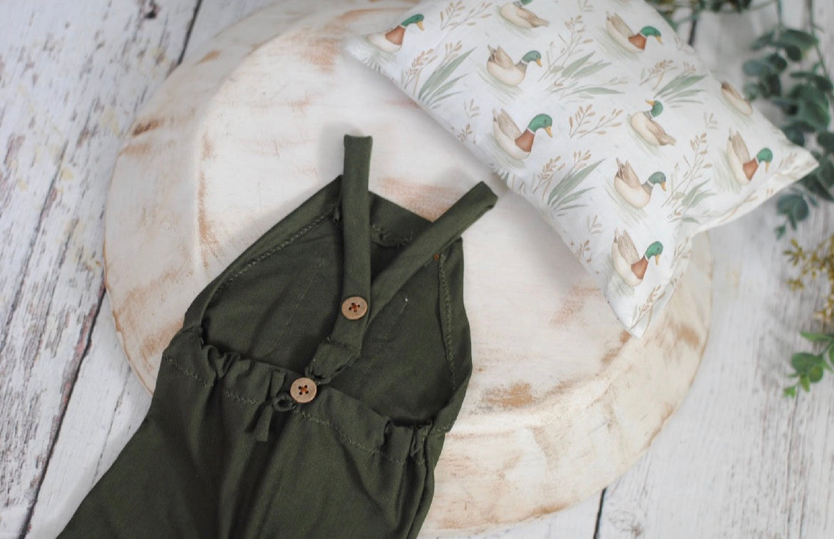 Mallard Duck Fitted Sheet, Pillowcase, Newborn Overalls, Photography Prop, Bed Linens