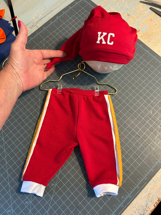 Newborn Chiefs Pants and KC Hat, Red Kingdom Foot ball