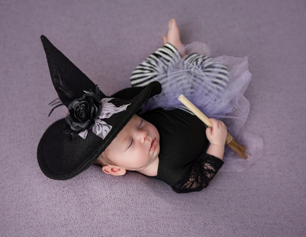 Newborn Witch, Halloween Props, Hat and outfit