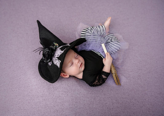 Newborn Witch, Halloween Props, Hat and outfit