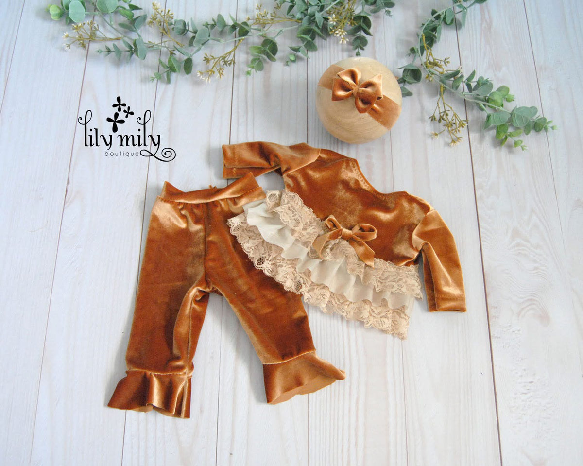 Newborn Velvet Bronze outfit | soft and stretchy