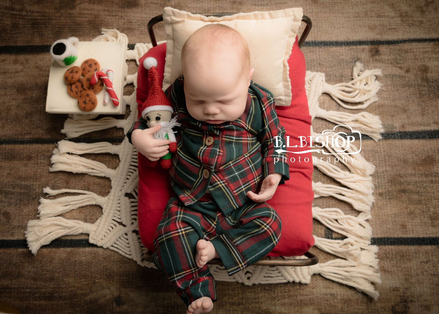 Plaid Pjs, Newborn, Christmas Pajamas, Photo Prop, Baby Boy/Girl.
